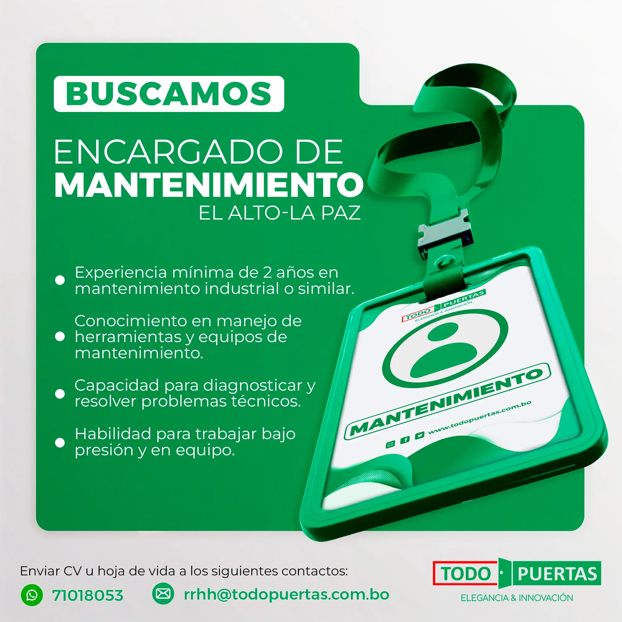 Encargado Mantenimiento La Paz