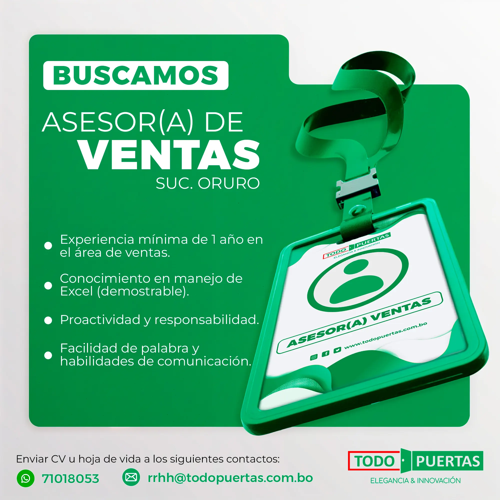Asesor Ventas Oruro